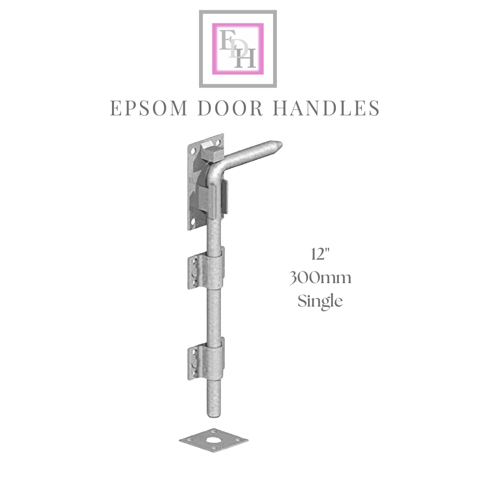 12" 15" 18" 24" GALV HEAVY DUTY DROP BOLT DOOR GARAGE SHED SLIDING HASP BOLT