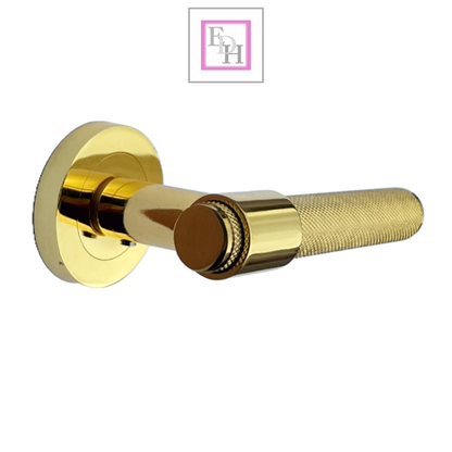 Knurled Polished Brass Door Handles – Internal Lever Handle Packs with Fixings