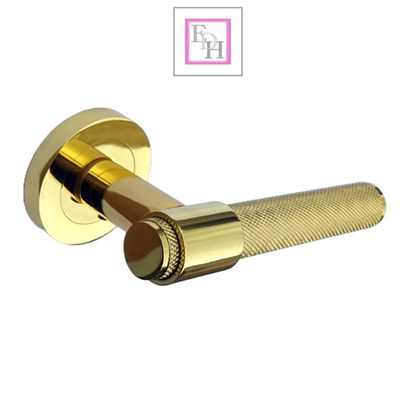 Knurled Polished Brass Door Handles – Internal Lever Handle Packs with Fixings