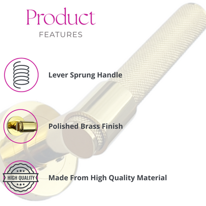 Knurled Polished Brass Door Handles – Internal Lever Handle Packs with Fixings