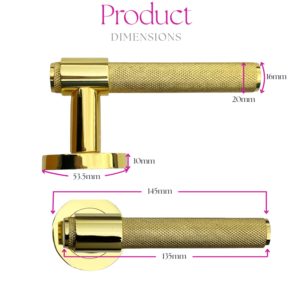 Knurled Polished Brass Door Handles – Internal Lever Handle Packs with Fixings