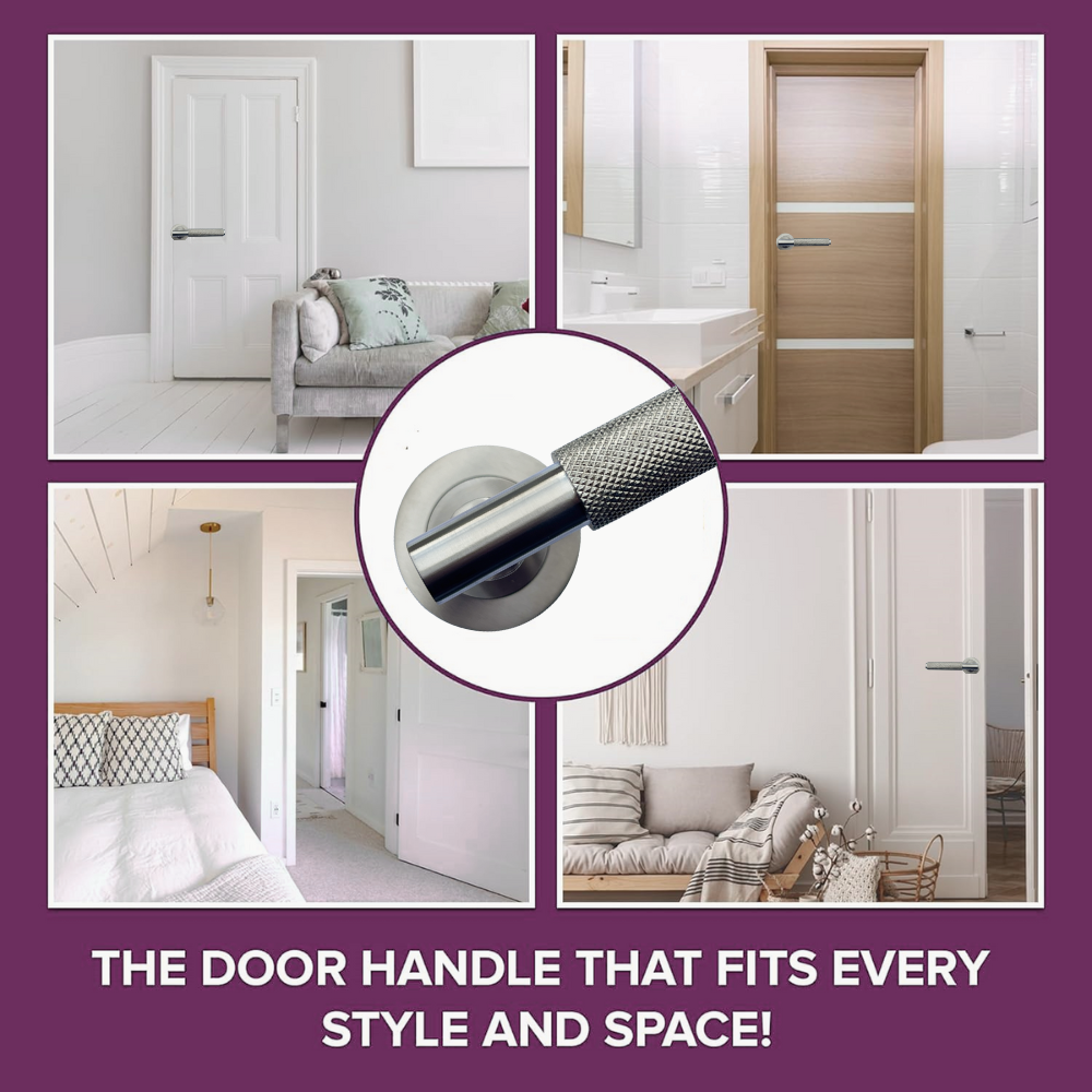 Door Handles Knurled Turning Chrome Black Satin Lever on Round Rose Latch Handle