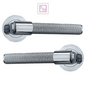 Knurled Door Handles Chrome Polished Loop & Neck Lever on Round Rose Latch