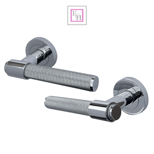 Knurled Polished Chrome Door Handles – Internal Lever Handle Packs with Fixings