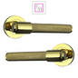 Knurled Door Handles Brass Polished Loop & Neck Lever on Round Rose Latch Handle