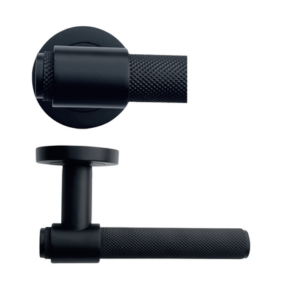 Knurled Matt Black Door Handles – Internal Lever Handle Packs with Fixings