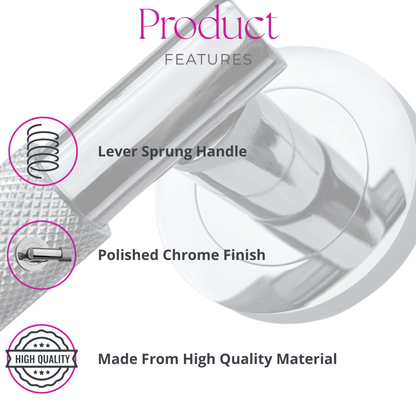 Knurled Polished Chrome Door Handles – Internal Lever Handle Packs with Fixings
