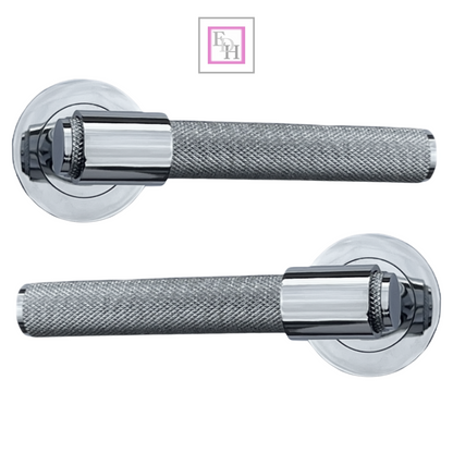 Knurled Polished Chrome Door Handles – Internal Lever Handle Packs with Fixings