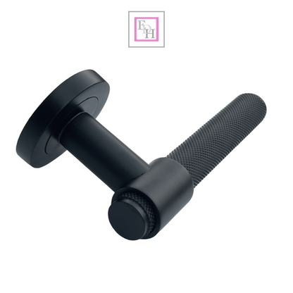 Knurled Door Handles Chrome, Black, Brass – Loop & Neck Lever on Rose Latch