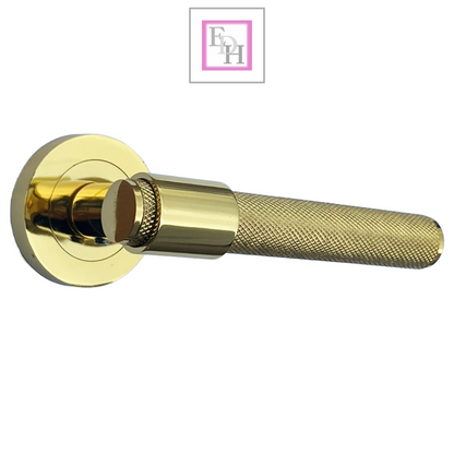 Knurled Door Handles Chrome, Black, Brass – Loop & Neck Lever on Rose Latch
