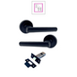 Matt Black T Bar Door Handles on Round Rose with Tubular Latch – 1 Pair