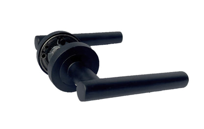 DOOR HANDLES Stylish MATT BLACK T BAR on Round Rose STRAIGHT HANDLE 1 - 10 sets
