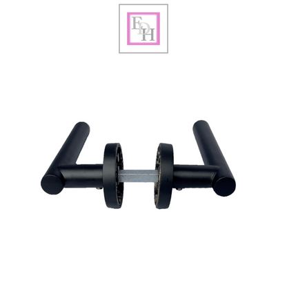 DOOR HANDLES Stylish MATT BLACK T BAR on Round Rose STRAIGHT HANDLE 1 - 10 sets