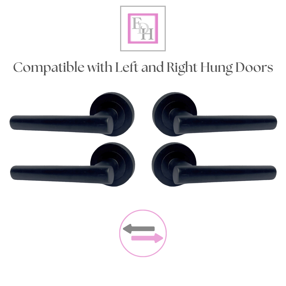 DOOR HANDLES Stylish MATT BLACK T BAR on Round Rose STRAIGHT HANDLE 1 - 10 sets