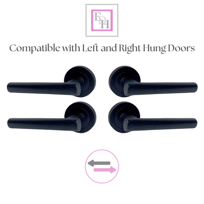 DOOR HANDLES Stylish MATT BLACK T BAR on Round Rose STRAIGHT HANDLE 1 - 10 sets