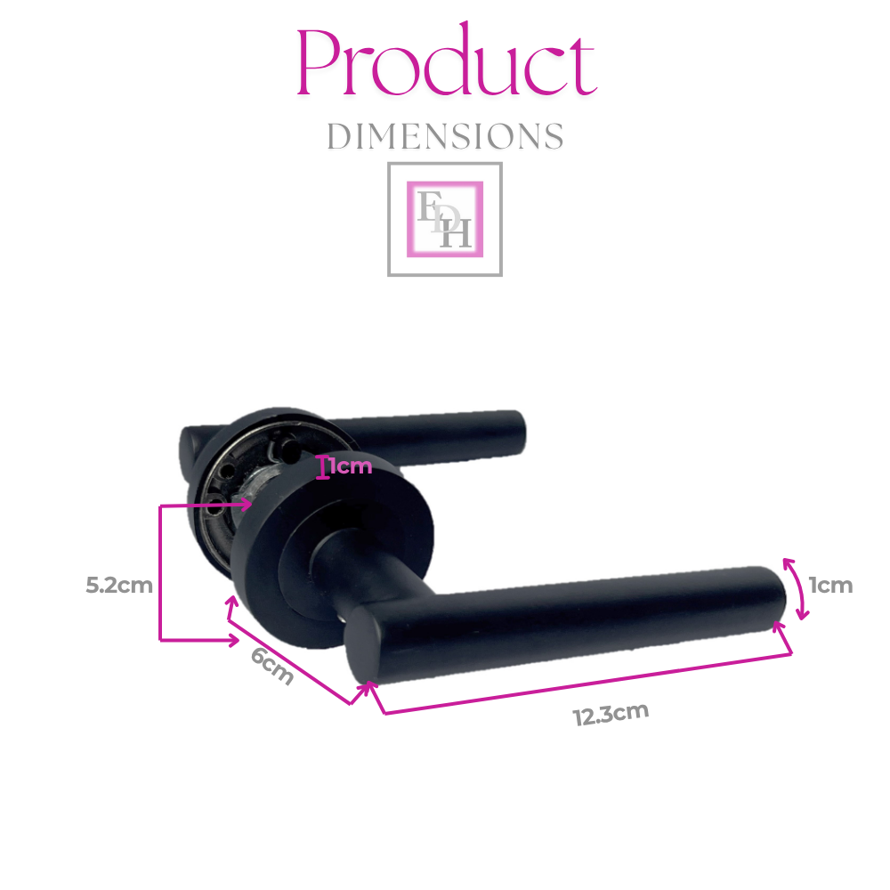 DOOR HANDLES Stylish MATT BLACK T BAR on Round Rose STRAIGHT HANDLE 1 - 10 sets