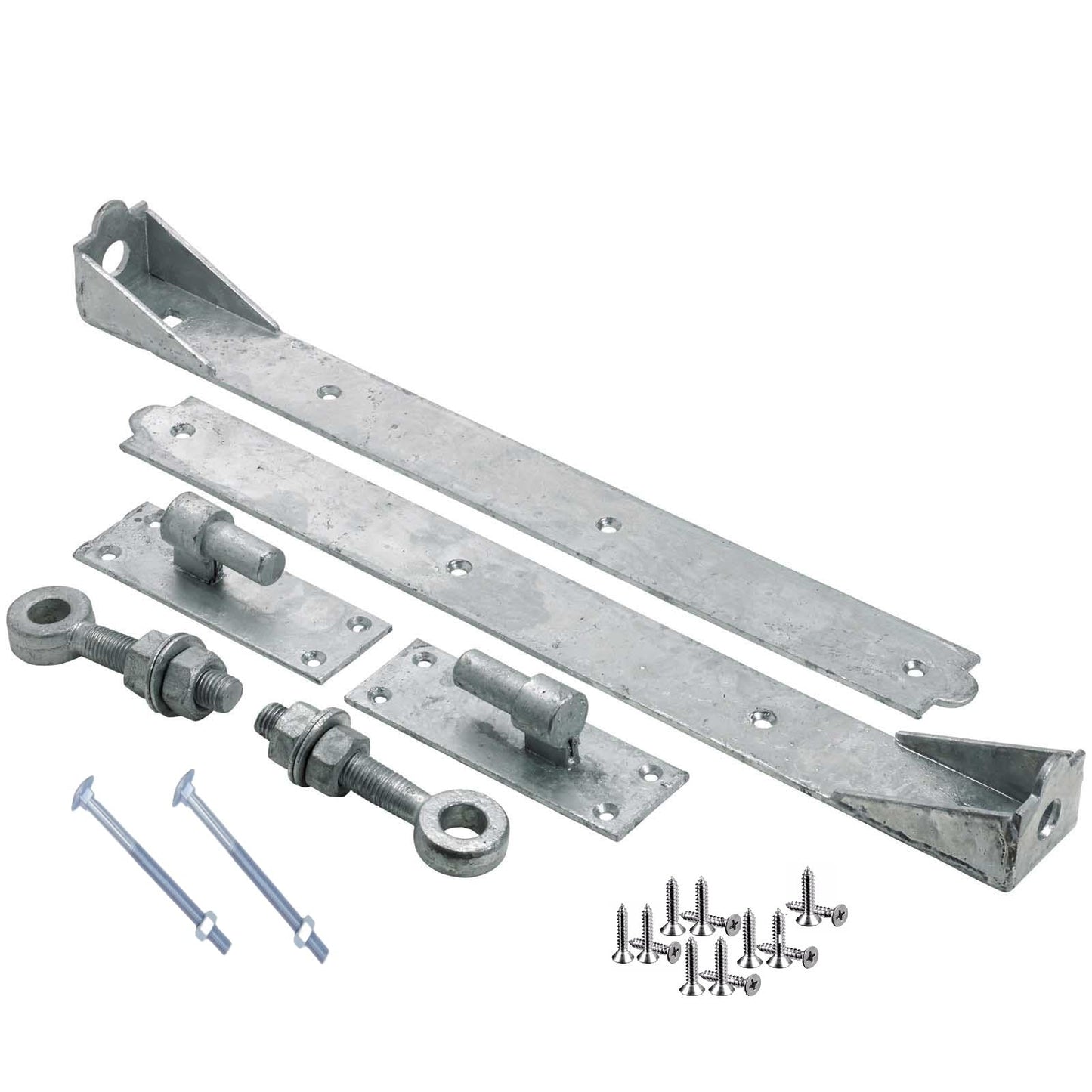 14" Adjustable Hook and Band Hinges – Galvanized Heavy-Duty Gate & Door Hinges – Rust-Resistant Outdoor Hardware with 12mm Pin