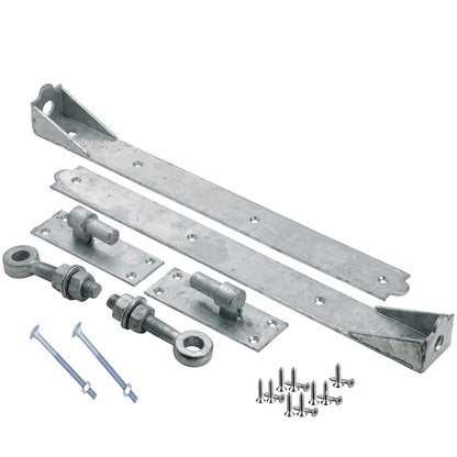 14" Adjustable Hook and Band Hinges – Galvanized Heavy-Duty Gate & Door Hinges – Rust-Resistant Outdoor Hardware with 12mm Pin