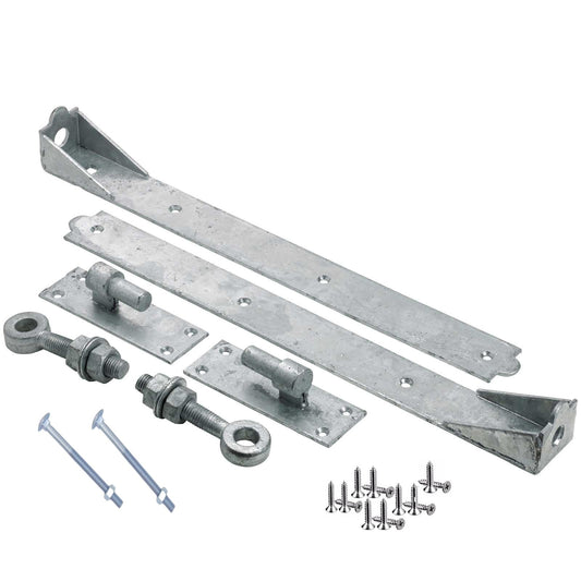 14" Adjustable Hook and Band Hinges – Galvanized Heavy-Duty Gate & Door Hinges – Rust-Resistant Outdoor Hardware with 12mm Pin