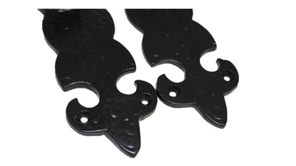 Black Cast Iron Fleur-de-Lys Lever Lock Door Handles  Ornate Antique Internal
