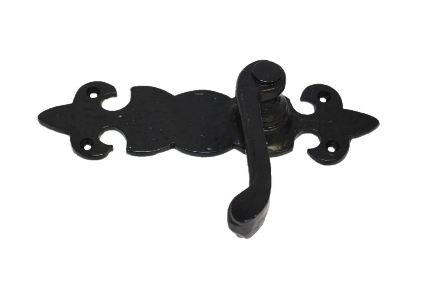 Black Cast Iron Fleur-de-Lys Lever Lock Door Handles  Ornate Antique Internal
