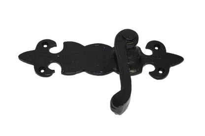 Black Cast Iron Fleur-de-Lys Lever Lock Door Handles  Ornate Antique Internal
