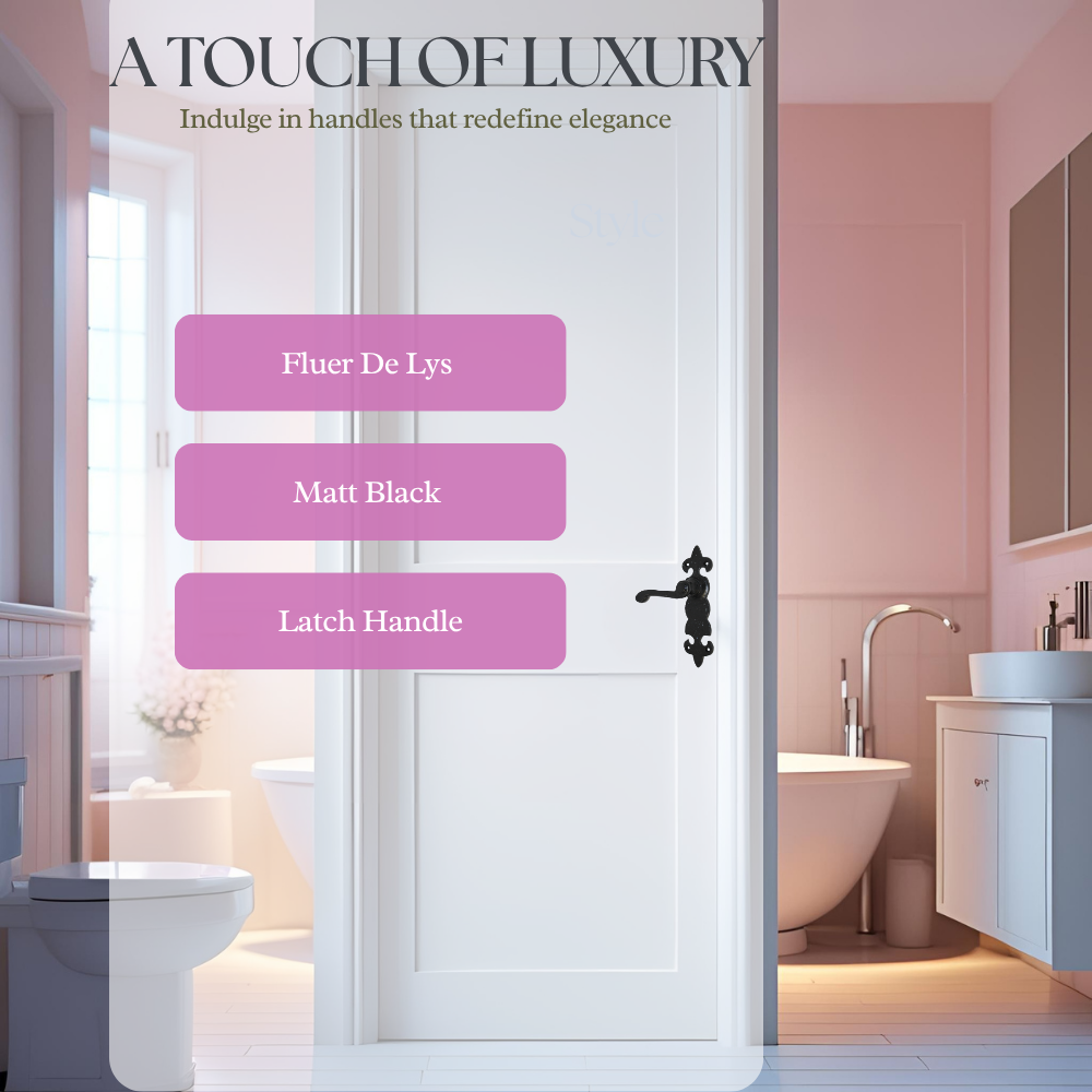 Black Cast Iron Fleur-de-Lys Lever Door Handles Antique Latch Handles+Latch Sets