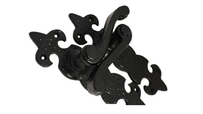 Black Cast Iron Fleur-de-Lys Lever Door Handles Antique Latch Handles+Latch Sets