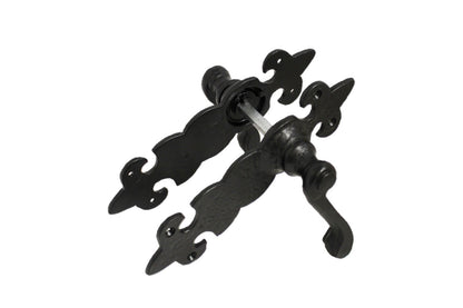Black Cast Iron Fleur-de-Lys Lever Door Handles Antique Latch Handles+Latch Sets
