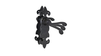 Black Cast Iron Fleur-de-Lys Lever Door Handles Antique Latch Handles+Latch Sets