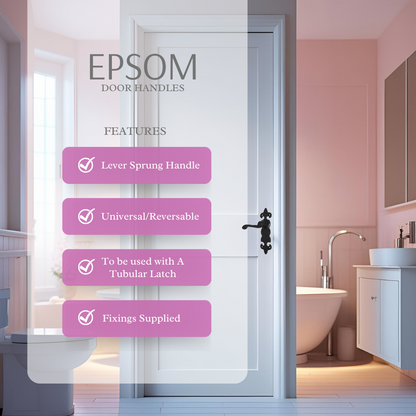 Black Cast Iron Fleur-de-Lys Door Handles Ornate Antique Lever Latch & Lock Sets