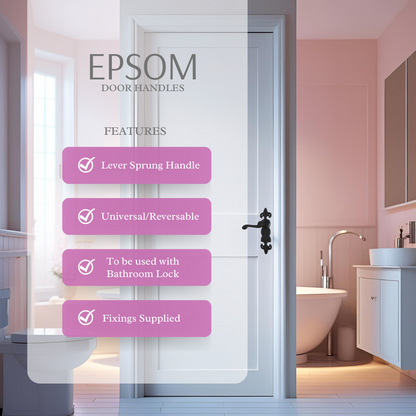 Black Cast Iron Fleur-de-Lys Door Handles Ornate Antique Lever Latch & Lock Sets