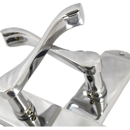 Door Handles Cadenza Chrome Scroll on Backplate, Latch, Lock & Bathroom Sets