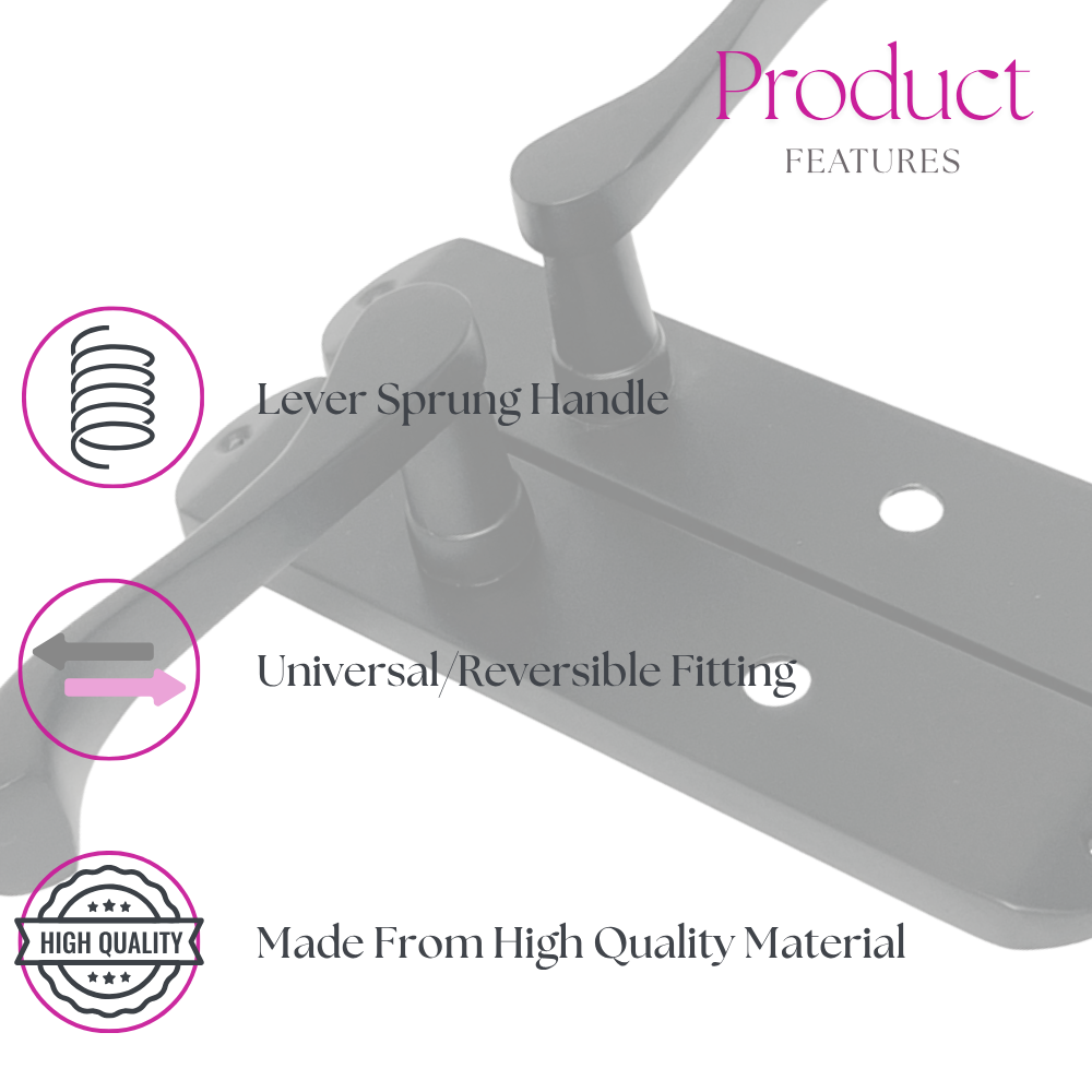 Cadenza Modern Matt Black Scroll Door Handles  Bathroom Lock Handle 178mm x 40mm