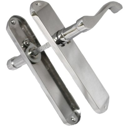 Door Handles Cadenza Chrome Scroll on Backplate, Latch, Lock & Bathroom Sets