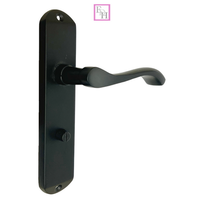 Cadenza Modern Matt Black Scroll Door Handles  Bathroom Lock Handle 178mm x 40mm