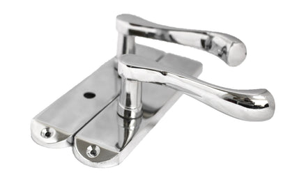 Cadenza Chrome Scroll Door Handles on Backplate – Bathroom Lock Set