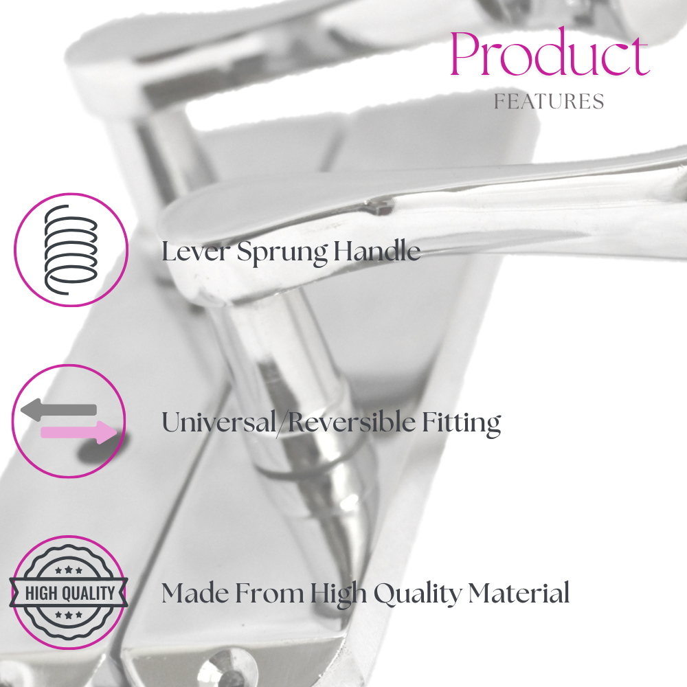 Cadenza Chrome Scroll Door Handles on Backplate – Bathroom Lock Set