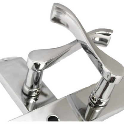 Cadenza Chrome Scroll Door Handles on Backplate – Bathroom Lock Set