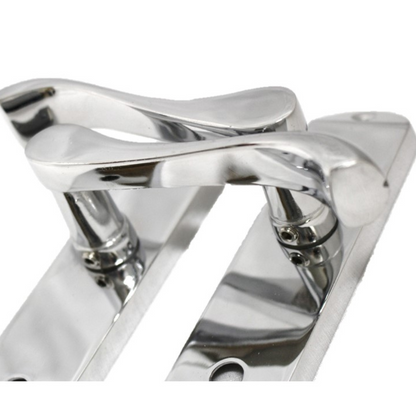 Cadenza Chrome Scroll Door Handles on Backplate – Bathroom Lock Set