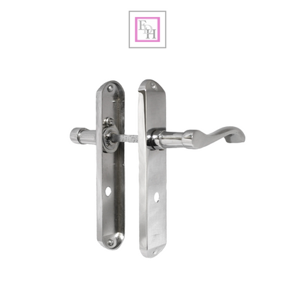 Cadenza Chrome Scroll Door Handles on Backplate – Bathroom Lock Set