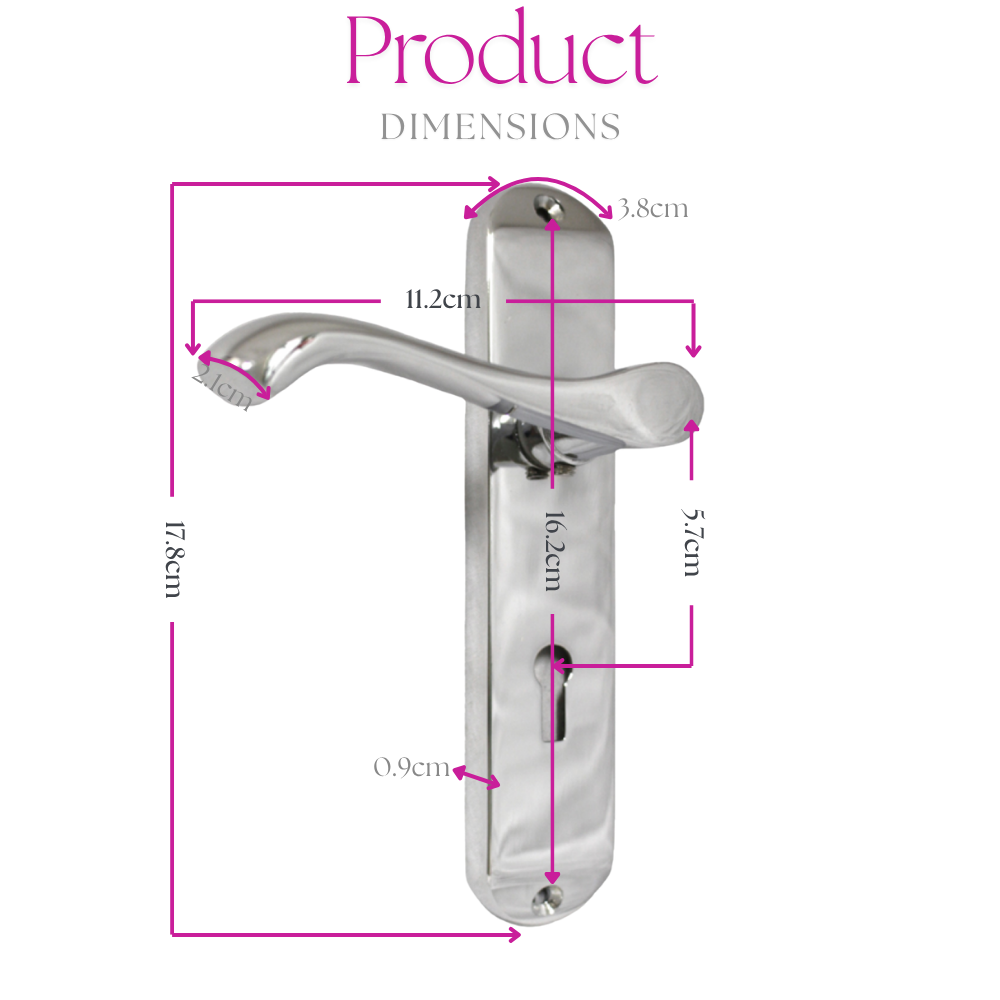 Cadenza Chrome Scroll Door Handles on Backplate – Bathroom Lock Set