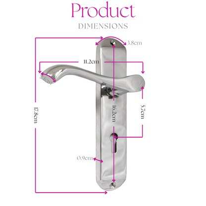 Cadenza Chrome Scroll Door Handles on Backplate – Bathroom Lock Set