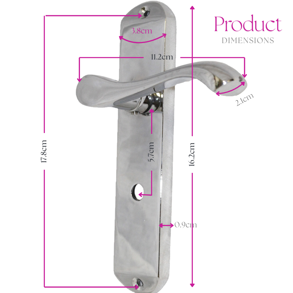 Cadenza Chrome Scroll Door Handles on Backplate – Bathroom Lock Set