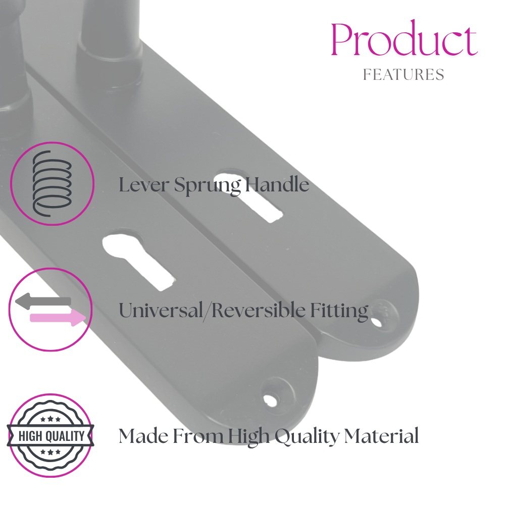 Cadenza Door Handles Set Black Victorian Scroll Lever Lock Handle 178mm x 40mm