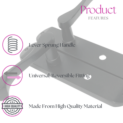 Cadenza Modern Matt Black Scroll Door Handles  Bathroom Lock Handle 178mm x 40mm