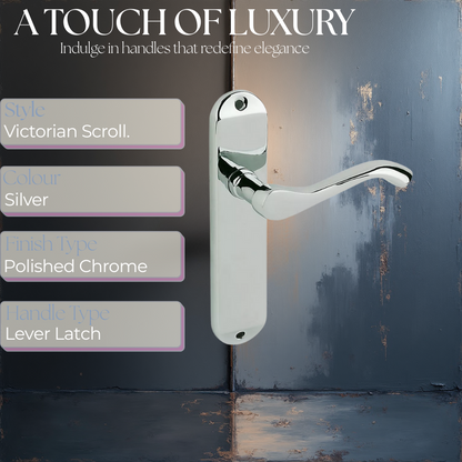 Cadenza Door Handles Chrome Victorian Scroll Lever Latch Handle 178mm x 40mm