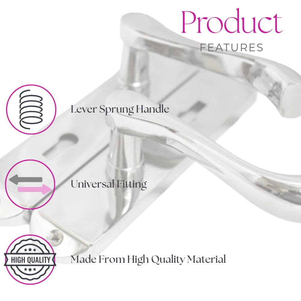 Cadenza Door Handles Set  Chrome Victorian Scroll Lever Lock Handle 178mm x 40mm