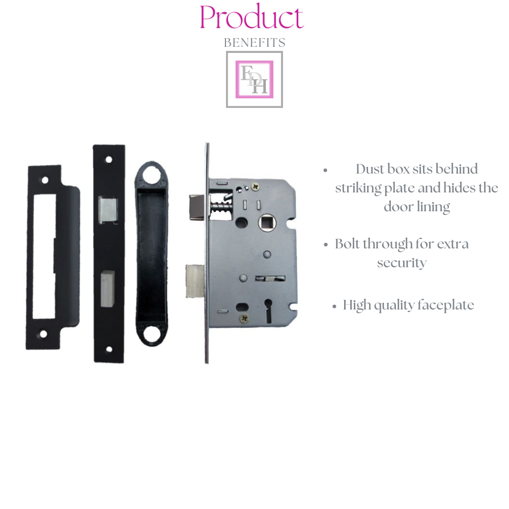 Cadenza Door Handles Set Black Victorian Scroll Lever Lock Handle 178mm x 40mm