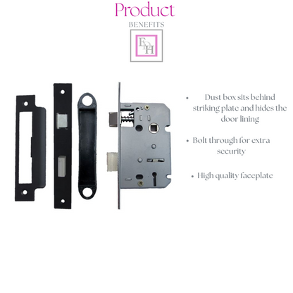 Cadenza Door Handles Set Black Victorian Scroll Lever Lock Handle 178mm x 40mm